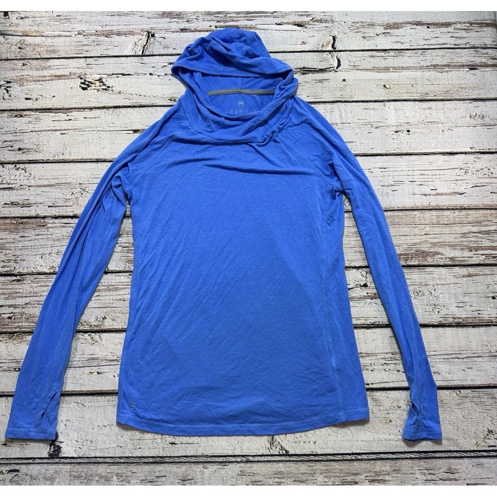 Freefly Womens Lightweight Bamboo Hooded Long Sleeve Sweatshirt M Blue Outdoors